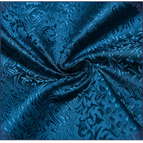 Tela jacquard de seda de Damasco estilo floral azul, tela brocada de satén de 75x50cm, tela para disfraces, muebles, cortina, material de ropa ► Foto 1/3