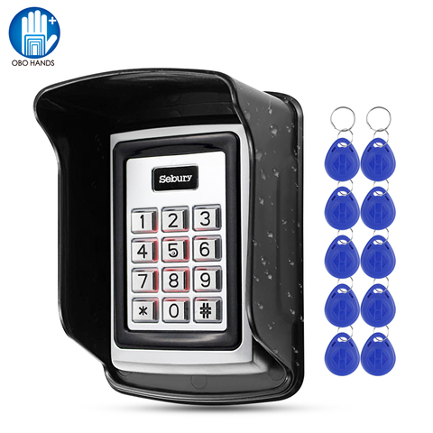 Teclado de Control de acceso RFID de Metal, cubierta impermeable para lluvia al aire libre, lector de tarjetas de 125KHz, 10 Uds., Keyfobs EM4100 para sistema de bloqueo Sebury ► Foto 1/6