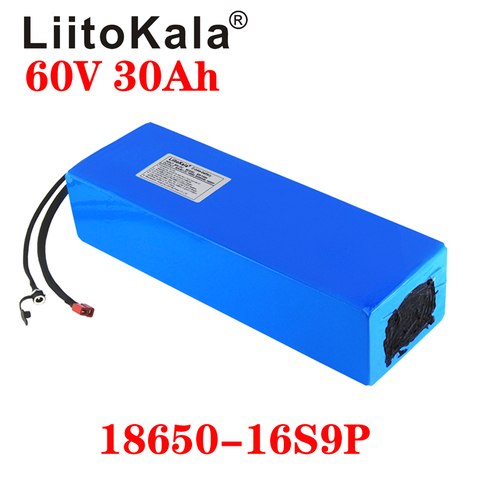 LiitoKala 60V ebike batería 60V 30Ah 18650 16S9P batería de iones de litio de bicicleta eléctrica de la batería 60V 1500W eléctrico batería de scooter ► Foto 1/2