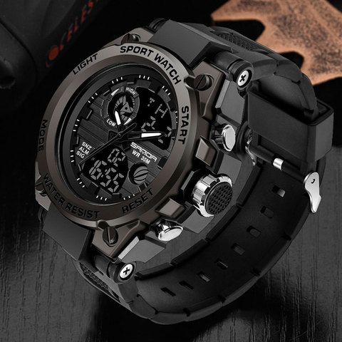 SANDA-Reloj de pulsera estilo militar deportivo para hombre, cronógrafo con doble pantalla a prueba de agua ► Foto 1/6