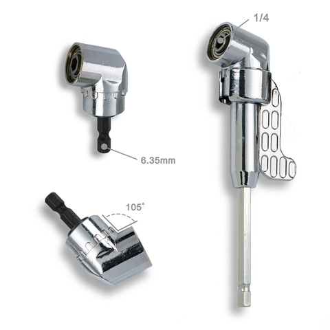 Adaptador de soporte de casquillo de tornillo de extensión de ángulo de 105 grados, boquillas de Bits ajustables para destornillador, controlador de ángulo recto ► Foto 1/6