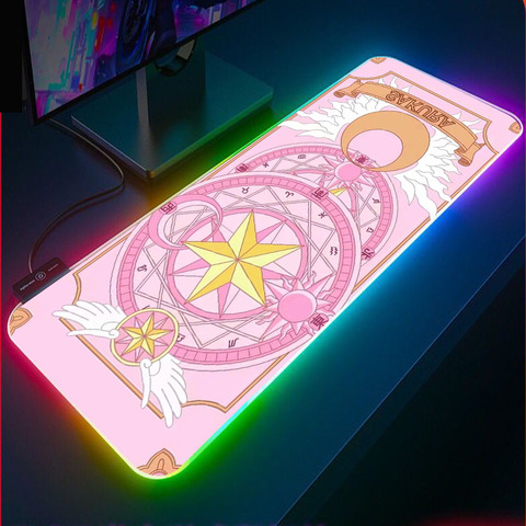 Sailor Moon-alfombrilla de ratón de goma RGB 900x400 para jugar, retroiluminación LED, para teclado de ordenador portátil, antideslizante, mejor elección, alfombrilla CS XL ► Foto 1/6