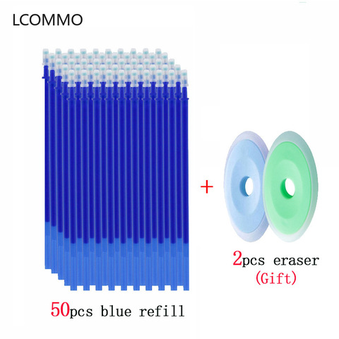 Lote de bolígrafos borrables con mango lavable, 50 + 2 unidades, 0,5mm, recambios de bolígrafos de Gel borrables, varillas de tinta de colores para oficina y escuela ► Foto 1/6