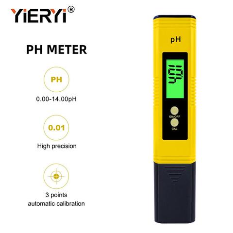Yieryi LCD Digital pluma medidora de PH exactitud del probador 0,1 acuario agua de la piscina vino orina calibración automática ► Foto 1/6