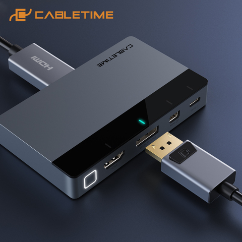 CABLETIME-Proyector Inalámbrico 4 en 1, compatible con HDMI, 4K, 60, HzMini, DP, conmutador de luz para PC, portátil, Lenovo, HDMI, C370 ► Foto 1/6