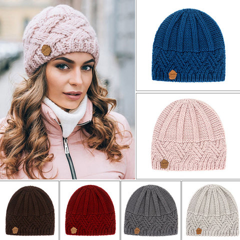 Gorro de lana de punto para mujer, gorro para chica, gorros, gorro de mujer, gorro femenino cálido, suave, para esquí, otoño e invierno, 2022 ► Foto 1/6