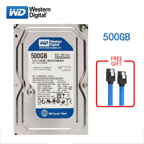 WD-disco duro mecánico interno para ordenador de escritorio, 500GB, 3,5 pulgadas, SATA 250/320/500GB, 1/2/3/ 4TB, 6 Gb/s ► Foto 1/6