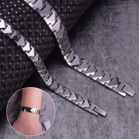 Brazalete magnético de tungsteno para hombre y mujer, pulsera de hematita para salud y pareja, antiarañazos ► Foto 1/6