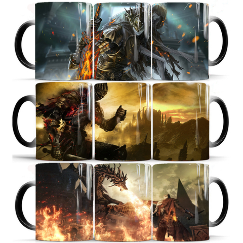 Dark Souls-taza de café de cerámica para niños, tazas de té de viaje cambiadas de Color, juego de amigos, regalo de cumpleaños, 350ml ► Foto 1/6