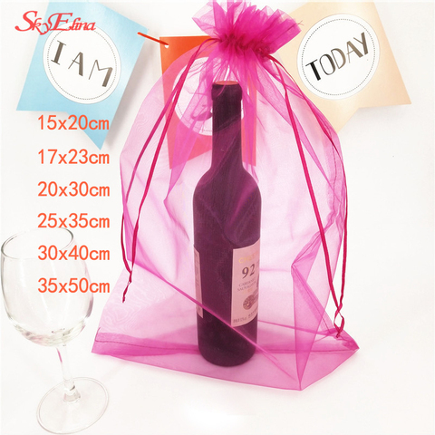 10 unids/lote bolsos grandes de Organza, 17x23 20x30 15x20 25x35cm, bolsa de joyería de calidad con regalo de boda, bolsas dibujables 7Z ► Foto 1/6