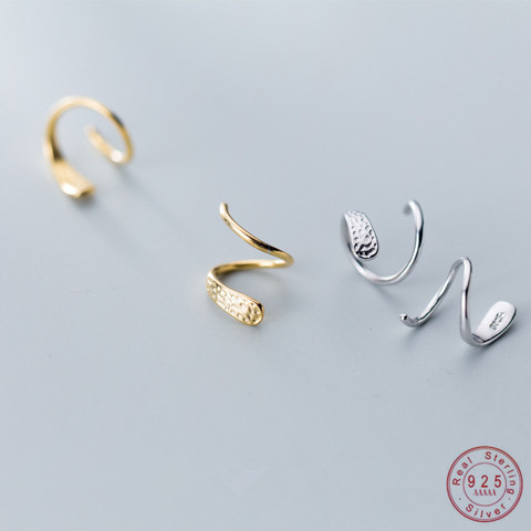 WANTME-pendientes de plata de primera ley con forma de serpiente para mujer, aretes pequeños, plata esterlina 925, estilo minimalista, espiral, hebilla de oreja ► Foto 1/6