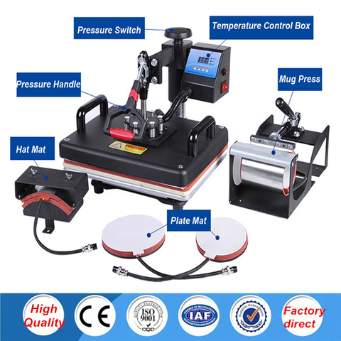 30*38CM 5 en 1 Combo máquina impresora de prensa de calor 2D sublimación impresora de prensa de calor al vacío para camisetas tapas placas de taza ► Foto 1/6