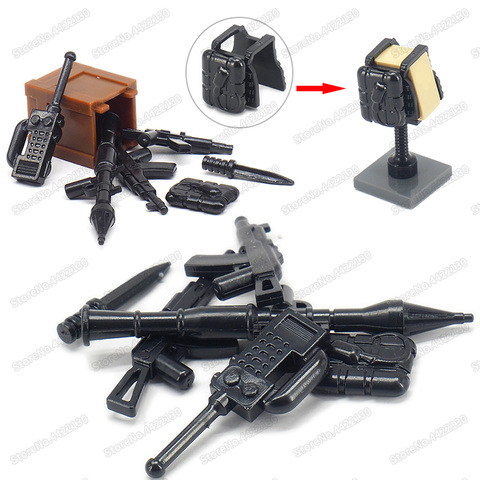 Militar armas, Ejército comunicador pistola soldado figuras de bloques de construcción accesorios para equipos de WW2 modelo Moc regalo juguetes de los niños ► Foto 1/6