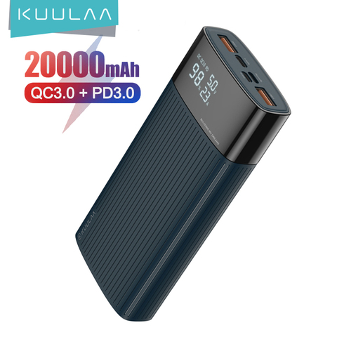 KUULAA 20000 mAh PowerBank QC PD 3,0 PoverBank de carga rápida banco de potencia 20000 mAh cargador de batería externo USB para Xiaomi Mi ► Foto 1/6