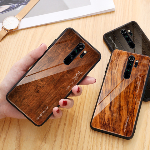 Grano de madera funda de teléfono para Xiaomi Redmi Note 8 Pro de templado de vidrio de cubierta dura para Xiaomi Mi 9T 9t Pro Redmi Note 6 7 8 Pro 8A Capa ► Foto 1/6