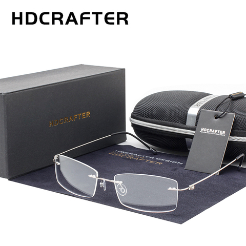 HDCRAFTER-Gafas de titanio sin montura para mujer, anteojos con prescripción, montura ultraligera, miopía óptica sin marco, gafas coreanas para mujer ► Foto 1/6