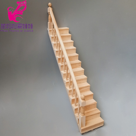 Mini casa de muñecas con pasamanos, muebles sencillos, escaleras, Mini escalera de madera, accesorios Diy, 1:12 ► Foto 1/6