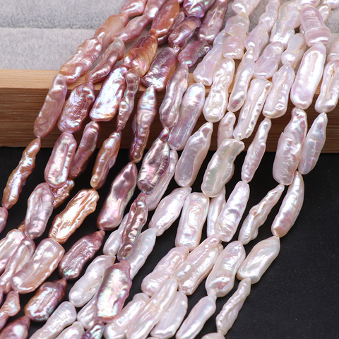 Perlas naturales de agua dulce de 15-25mm, palo largo con forma de Biwa, perlas barrocas brillantes, perlas sueltas para hacer joyas, brazaletes de 15