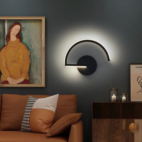 Lámparas de pared minimalistas modernas para sala de estar, dormitorio, mesita de noche, candelabro LED de AC96V-260V, lámpara blanca y negra, decoración de iluminación para pasillo, 16W ► Foto 1/6