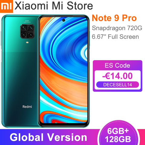 Xiaomi-Smartphone Redmi Note 9 Pro, versión Global, 6GB de RAM, 128GB, Snapdragon 720G, ocho núcleos, cámara cuádruple de 64MP, NFC ► Foto 1/6