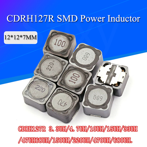 5 uds 12*12*7mm inductor de potencia CD127R blindado inductor SMD inductancia de potencia SMD 4.7UH 6.8UH 10UH 15UH 22UH 33UH 47UH 68UH 100UH ► Foto 1/6