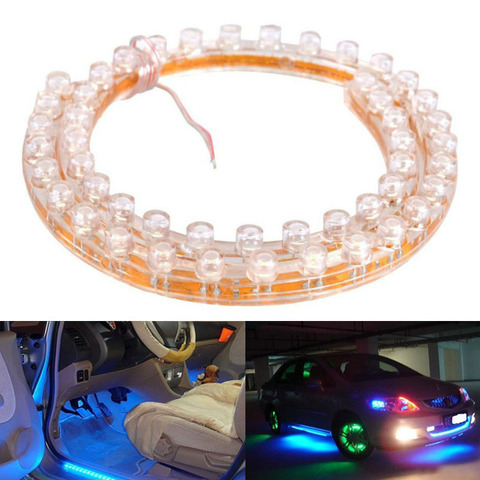 1 Uds tira de LED Flexible de PVC suave DRL/24/48/72/96/120CM de Ojos de Ángel de la motocicleta del coche negro luz de placa de licencia Luces gran pared ► Foto 1/6