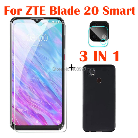 3-en-1 caja de vidrio ZTE Blade 20 Protector Pantalla inteligente de protección completa en ZTE Blade 20 Smart 2022 V1050 lente de la cámara de vidrio ► Foto 1/6