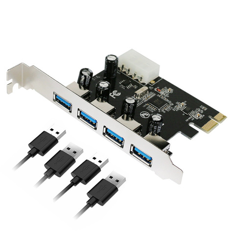 Tarjeta de expansión PCI-e con 4 puertos USB 3,0, adaptador hub PCI express PCIe USB 3,0, 4 puertos USB 3 0 PCI e PCIe express 1x USB 3 ► Foto 1/6