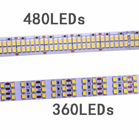 Tira de luces LED de 12V 24V 2835, cinta de luz LED de doble fila, resistente al agua IP20, 480LED/M 5m/rollo, blanco cálido ► Foto 1/6