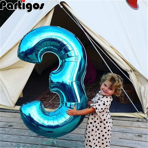 Tamaño gigante Globos de aluminio de 40 y 42 pulgadas azul/Rosa Número grande 0-9 cumpleaños bodas compromiso fiesta decoración Globos niños bola suministros ► Foto 1/6