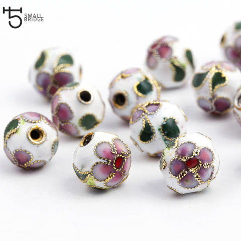 6mm 8mm 10mm 12mm hecho a mano puro Cloisonne abalorios metálicos tipo amuleto para fabricación de joyería Diy accesorios mujer ajuste cuentas de cobre de venta al por mayor ► Foto 1/6