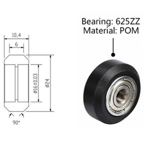 Tronxy-piezas de impresora 3D, poleas de plástico POM, rodamientos de bolas 625ZZ, uso para perfiles de aluminio con ranura de 2022 V, polea de rodamiento, 5 uds. Piezas de impresora 3d polea de cojinete ► Foto 1/6