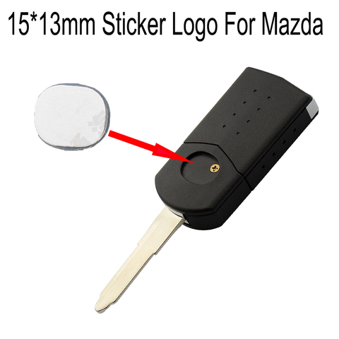 2 unids/lote 15*13mm llave de coche pegatina de concha logotipo para Mazda emblema insignia de aluminio DIY coche logotipo ► Foto 1/1