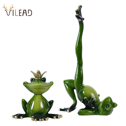 VILEAD-figuritas de rana de resina para Yoga, manualidades de jardín nórdicas, decoraciones para porche, tienda, adornos de animales para el hogar, más tamaño ► Foto 1/6