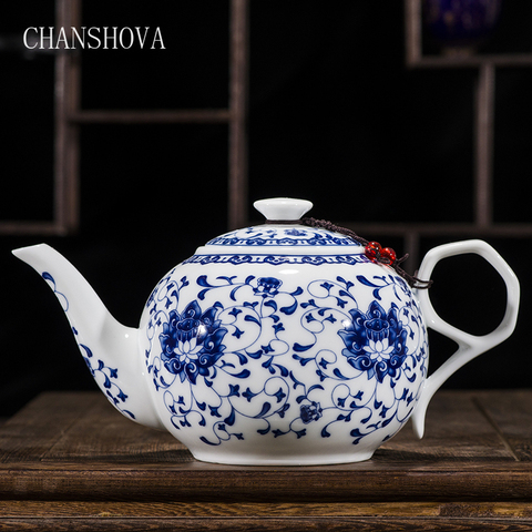 CHANSHOVA-TETERA de porcelana fina China, azul y blanca, alta capacidad, 320ML, 1L, Tetera de cerámica, juego de té chino tradicional ► Foto 1/6