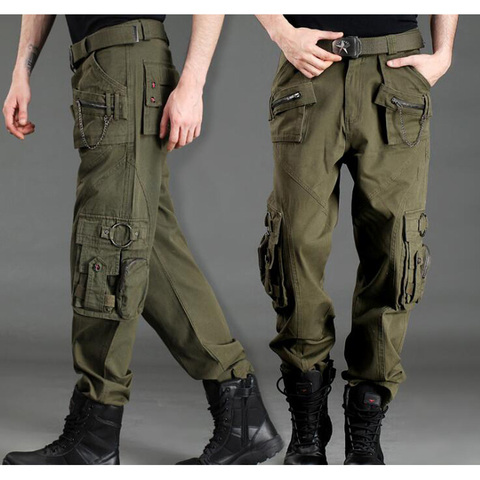 Moda talla grande Unisex pantalones de carga Casual Jogger pantalones para hombre militar verde pantalones de camuflaje pantalones de chándal tácticos ► Foto 1/4