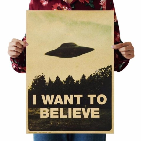 Película clásica The x-files I Want To Believe Retro Vintage de póster Bar calcomanías artísticas de pared decoración del hogar cuadro adhesivo para pared ► Foto 1/6