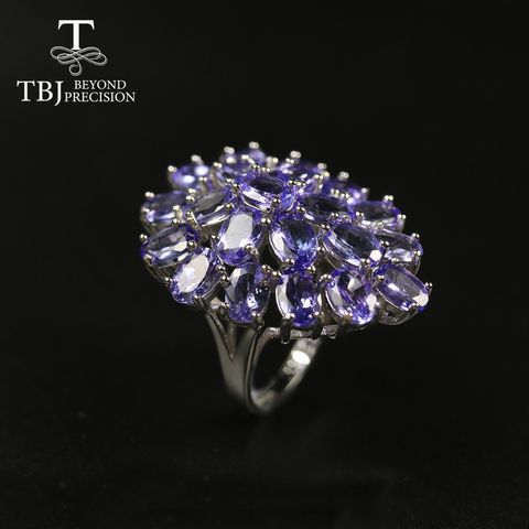 TBJ-Anillo de GEMA de lujo, joyería de Gema natural de 11 quilates, tanzanita azul, Gema ovalada de 4x6mm, 12 piezas, joyería fina de Plata de Ley 925 ► Foto 1/6