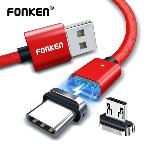 FONKEN-Cable magnético USB C para móvil, Cable Micro USB de carga rápida para iphone 3A 2m, Cable magnético de datos Android ► Foto 1/6