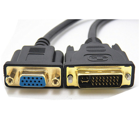 DVI-I 24 + 5 a VGA Cable convertidor de vídeo adaptador DVI a 15Pin macho a hembra activo 1080P adaptador para proyector Pc 0,3 m ► Foto 1/6