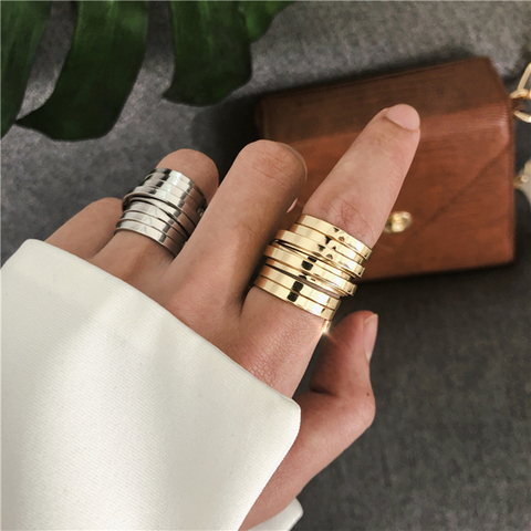 2022 nuevo minimalista Retro temperamento Multi-capa amplia versión anillo femenino versión ancha Simple anillo salvaje para mujeres niñas ► Foto 1/6
