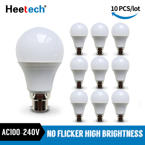 10 unids/lote bombilla LED B22 lámpara bayoneta Lampada 21W 18W 15W 12W 9W 6W 3W blanco frío blanco cálido luz de la bola de Bombill AC 110V 220V 240V ► Foto 1/6