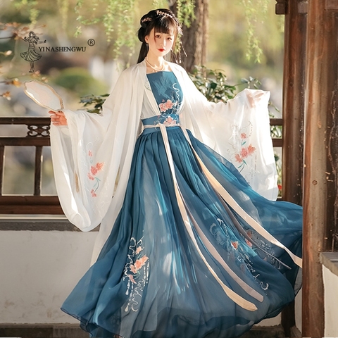 Disfraz de Hanfu chino tradicional para mujer, vestido bordado de la diosa Tang, ropa de danza folclórica ► Foto 1/5