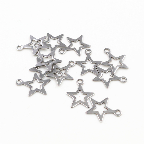 Lote de 30 abalorios de 17x14mm de acero inoxidable 316 con estrella de cinco puntas bonitos para collares y colgantes, making-P2-03 de joyería diy ► Foto 1/1