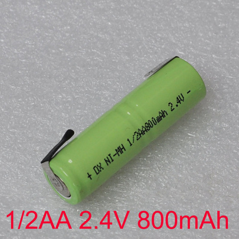 1-5 uds 800mah 2,4 V 1/2AA Ni-MH batería recargable 1/2 AA de nimh de celda con soldadura de pestañas para máquina de afeitar eléctrica de afeitar cepillo de dientes ► Foto 1/3