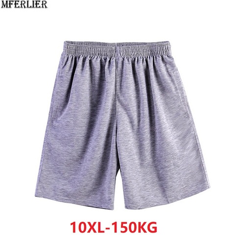 Pantalones cortos de algodón para hombre, shorts holgados, suaves y cómodos, de talla grande 6XL 8XL 10XL, 150KG, color gris 66 68 ► Foto 1/6