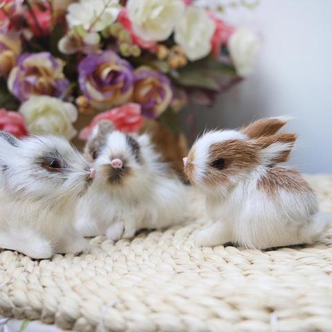 15CM Mini realista blanco de peluche conejos de peluche Animal conejo de pascua modelo de simulación de cumpleaños regalo conejo de juguete ► Foto 1/6