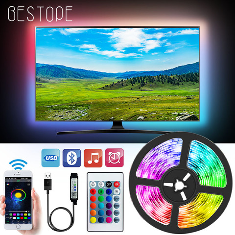 Bluetooth tira de luz LED USB de SMD 5050 DC 5V USB luces RGB lámpara LED Flexible cinta RGB TV Escritorio de adaptador de cinta ► Foto 1/6