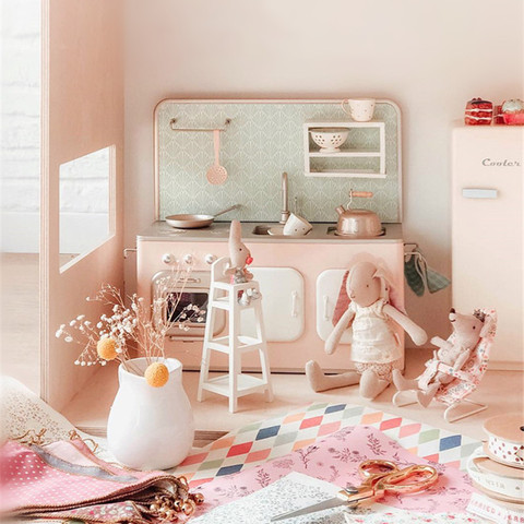 Aizulhomey-Mini juego de cocina de hierro juguete para jugar a las casitas, muebles OB11 Bjd, muñecos Lol, accesorios, regalos para bebés, niña, 1/6 ► Foto 1/6
