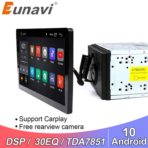 Eunavi-Reproductor de radio para coche, versión Android 10, pantalla táctil de 10,1 pulgadas, con Bluetooth, GPS y wifi, sin DVD, DSP, 2 dines, TDA7851 ► Foto 1/6